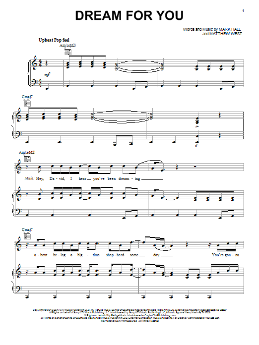 Learn to play Casting Crowns Dream For You sheet music for Piano, Vocal & Guitar Chords (Right-Hand Melody) in minutes. Price: 7.8900$ Casting Crowns Dream For You sheet music notes and chords arranged for Piano, Vocal & Guitar Chords (Right-Hand Melody)