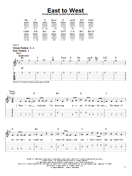 Casting Crowns East To West sheet music notes and chords. Download Printable PDF.