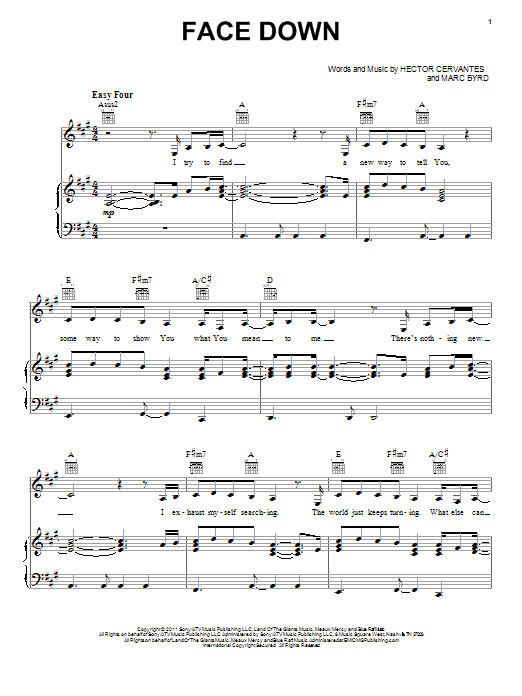 Learn to play Casting Crowns Face Down sheet music for Piano, Vocal & Guitar Chords (Right-Hand Melody) in minutes. Price: 7.8900$ Casting Crowns Face Down sheet music notes and chords arranged for Piano, Vocal & Guitar Chords (Right-Hand Melody)