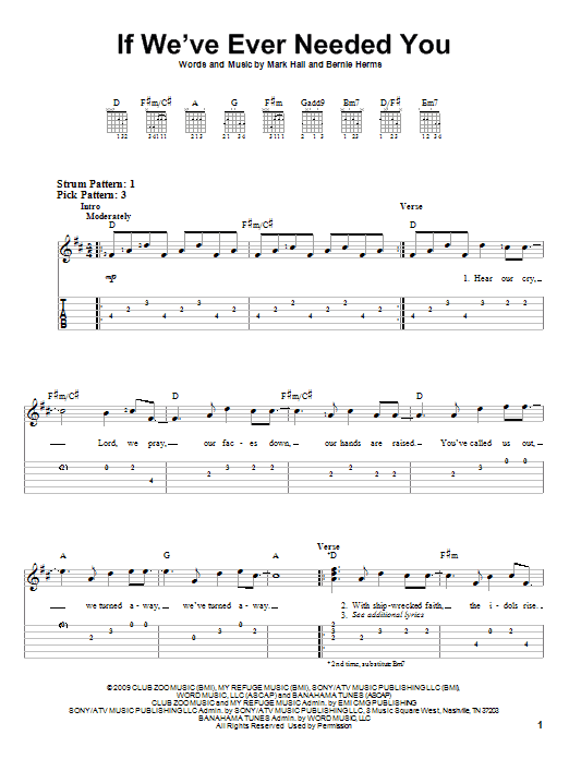 Casting Crowns If We've Ever Needed You sheet music notes and chords. Download Printable PDF.