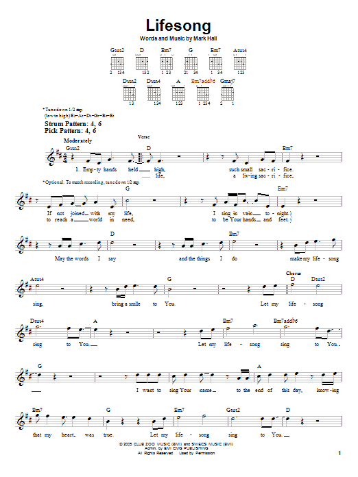 Casting Crowns Lifesong sheet music notes and chords. Download Printable PDF.