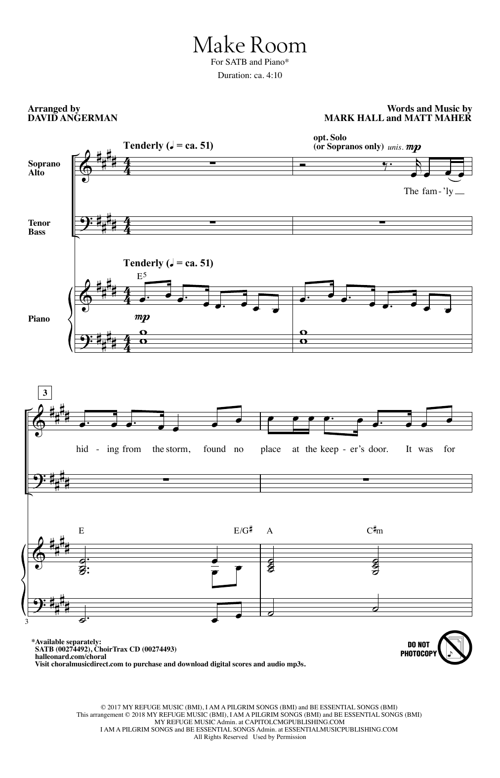 Casting Crowns Make Room (arr. David Angerman) sheet music notes and chords. Download Printable PDF.