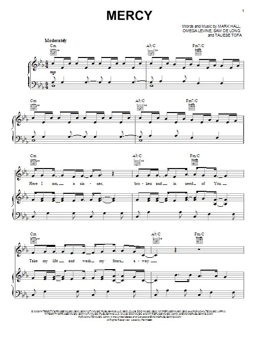 Learn to play Casting Crowns Mercy sheet music for Piano, Vocal & Guitar Chords (Right-Hand Melody) in minutes. Price: 7.8900$ Casting Crowns Mercy sheet music notes and chords arranged for Piano, Vocal & Guitar Chords (Right-Hand Melody)