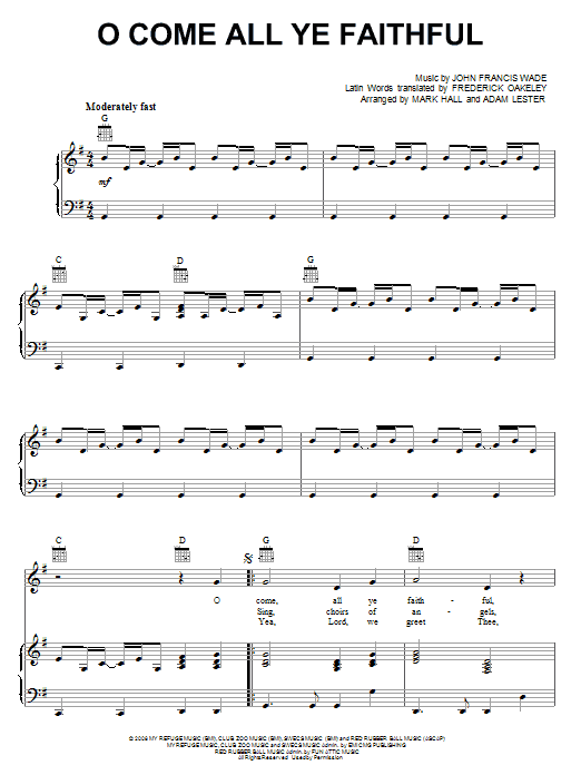 Learn to play Casting Crowns O Come, All Ye Faithful sheet music for Piano, Vocal & Guitar Chords (Right-Hand Melody) in minutes. Price: 7.8900$ Casting Crowns O Come, All Ye Faithful sheet music notes and chords arranged for Piano, Vocal & Guitar Chords (Right-Hand Melody)