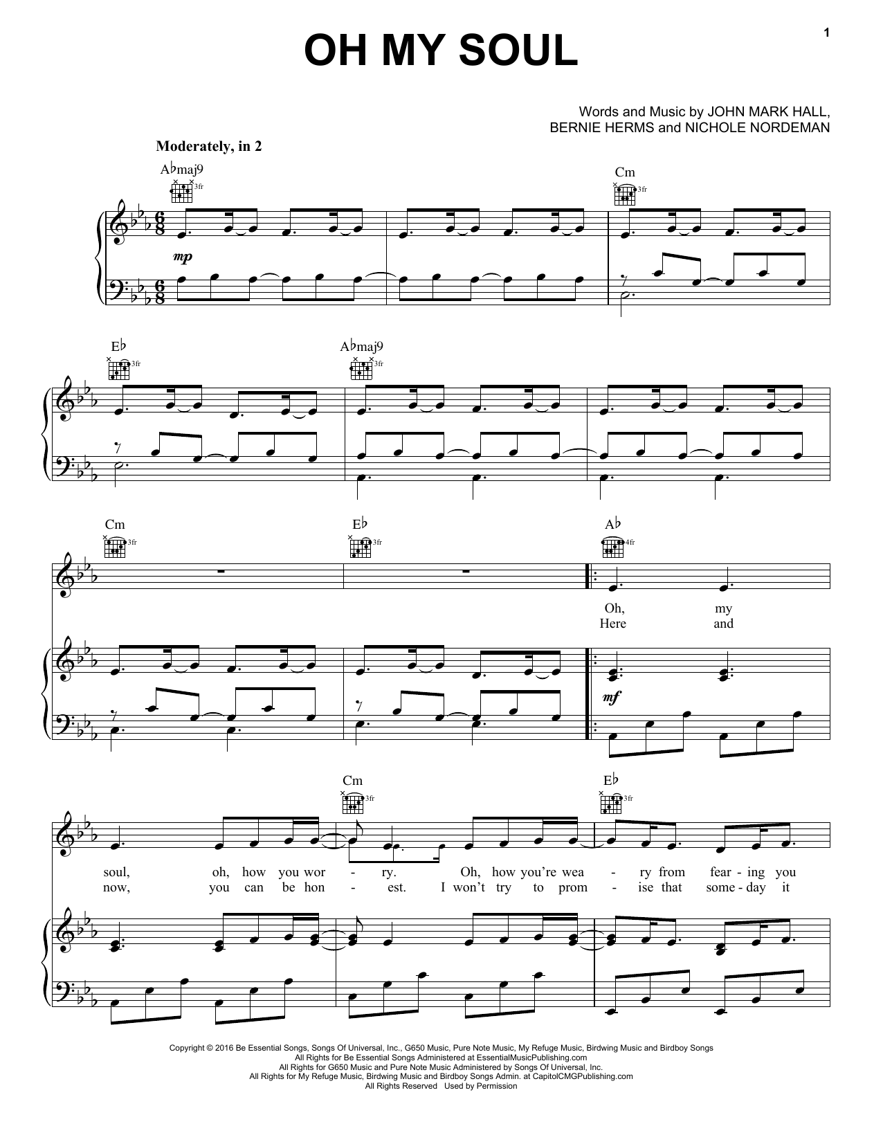 Casting Crowns Oh My Soul sheet music notes and chords. Download Printable PDF.