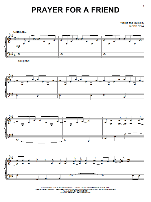 Casting Crowns Prayer For A Friend sheet music notes and chords. Download Printable PDF.