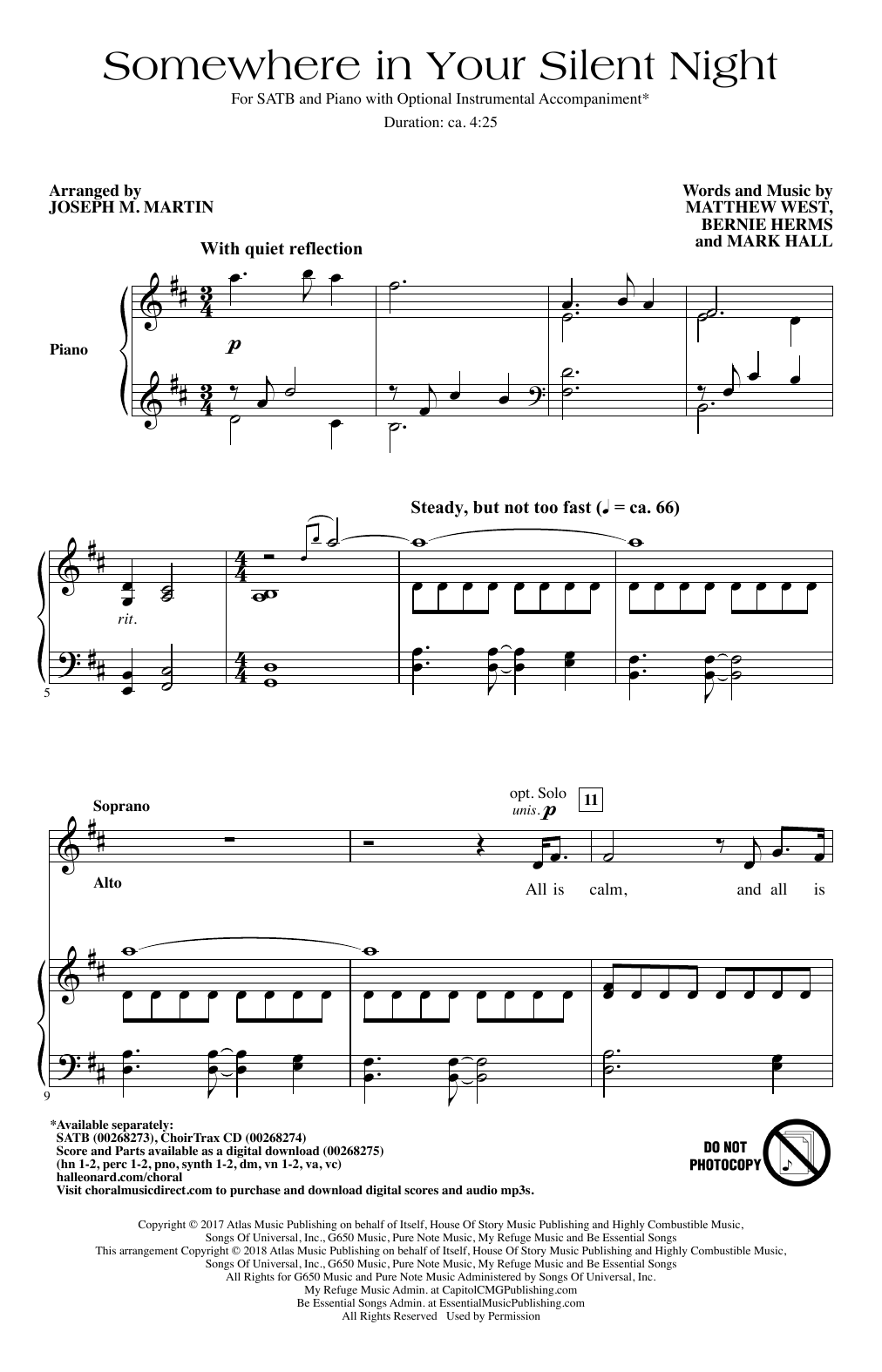 Casting Crowns Somewhere In Your Silent Night (arr. Joseph M. Martin) sheet music notes and chords. Download Printable PDF.