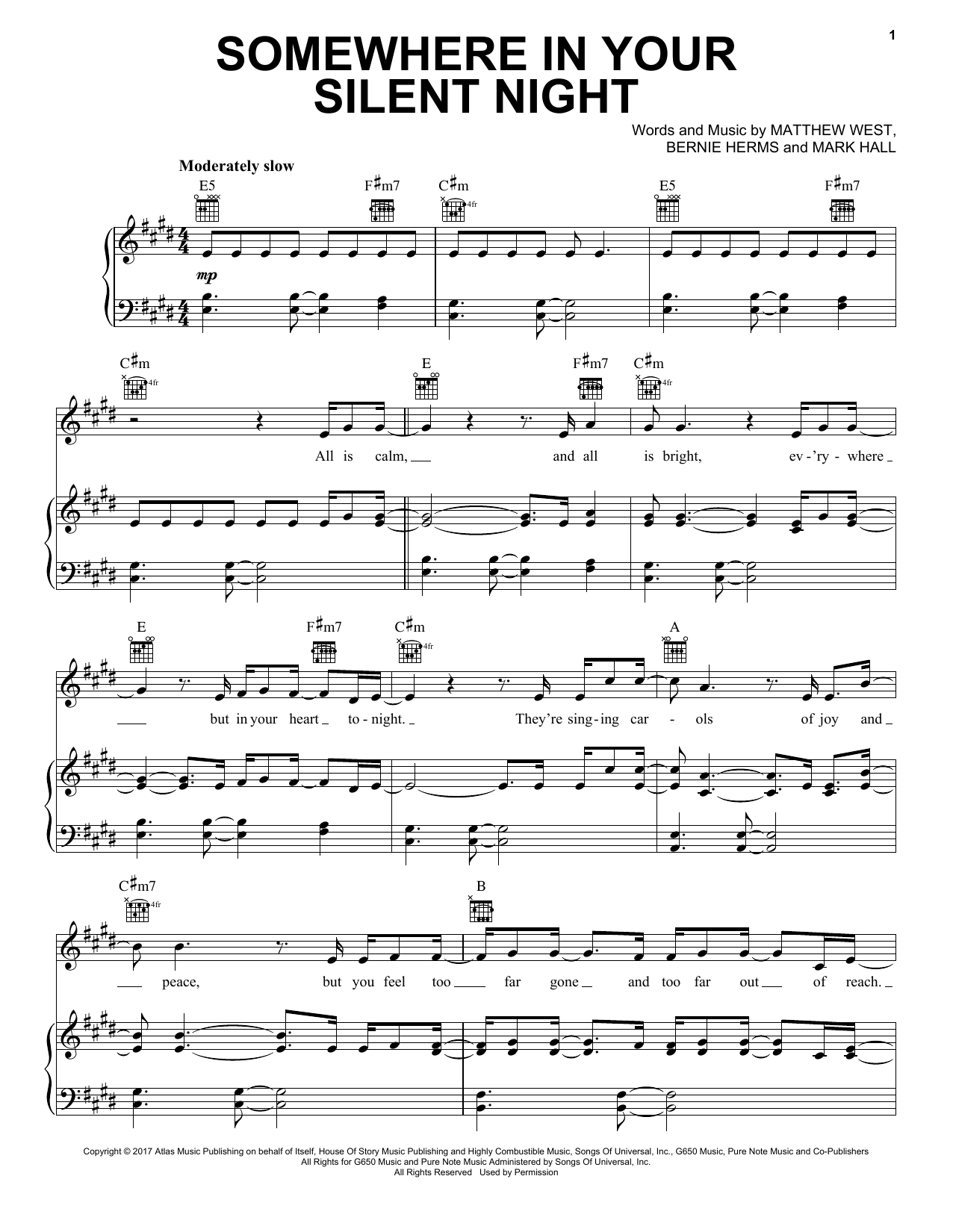 Casting Crowns Somewhere In Your Silent Night sheet music notes and chords. Download Printable PDF.