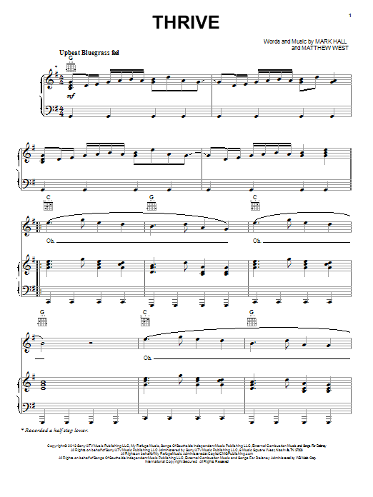 Casting Crowns Thrive sheet music notes and chords. Download Printable PDF.