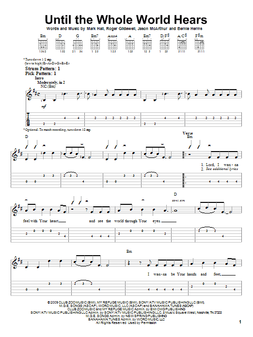 Casting Crowns Until The Whole World Hears sheet music notes and chords. Download Printable PDF.