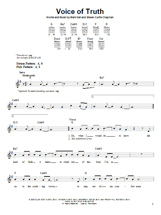 Casting Crowns Voice Of Truth sheet music notes and chords. Download Printable PDF.