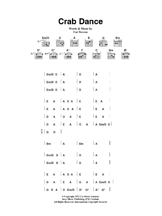 Cat Stevens Crab Dance sheet music notes and chords. Download Printable PDF.