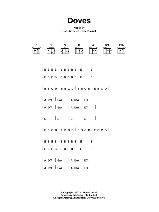 Cat Stevens Doves sheet music notes and chords. Download Printable PDF.