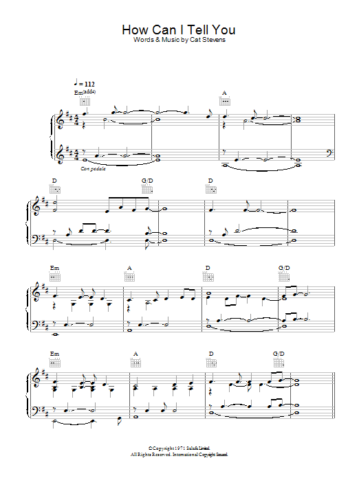 Cat Stevens How Can I Tell You sheet music notes and chords. Download Printable PDF.