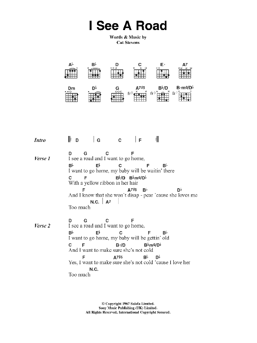 Cat Stevens I See A Road sheet music notes and chords. Download Printable PDF.