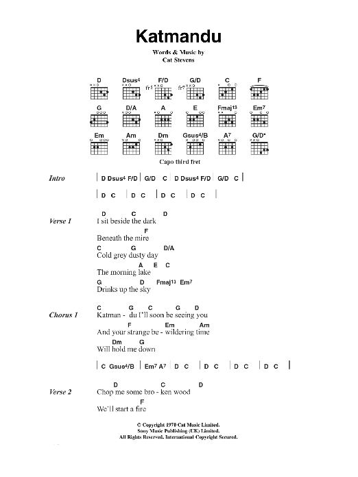 Cat Stevens Katmandu sheet music notes and chords. Download Printable PDF.