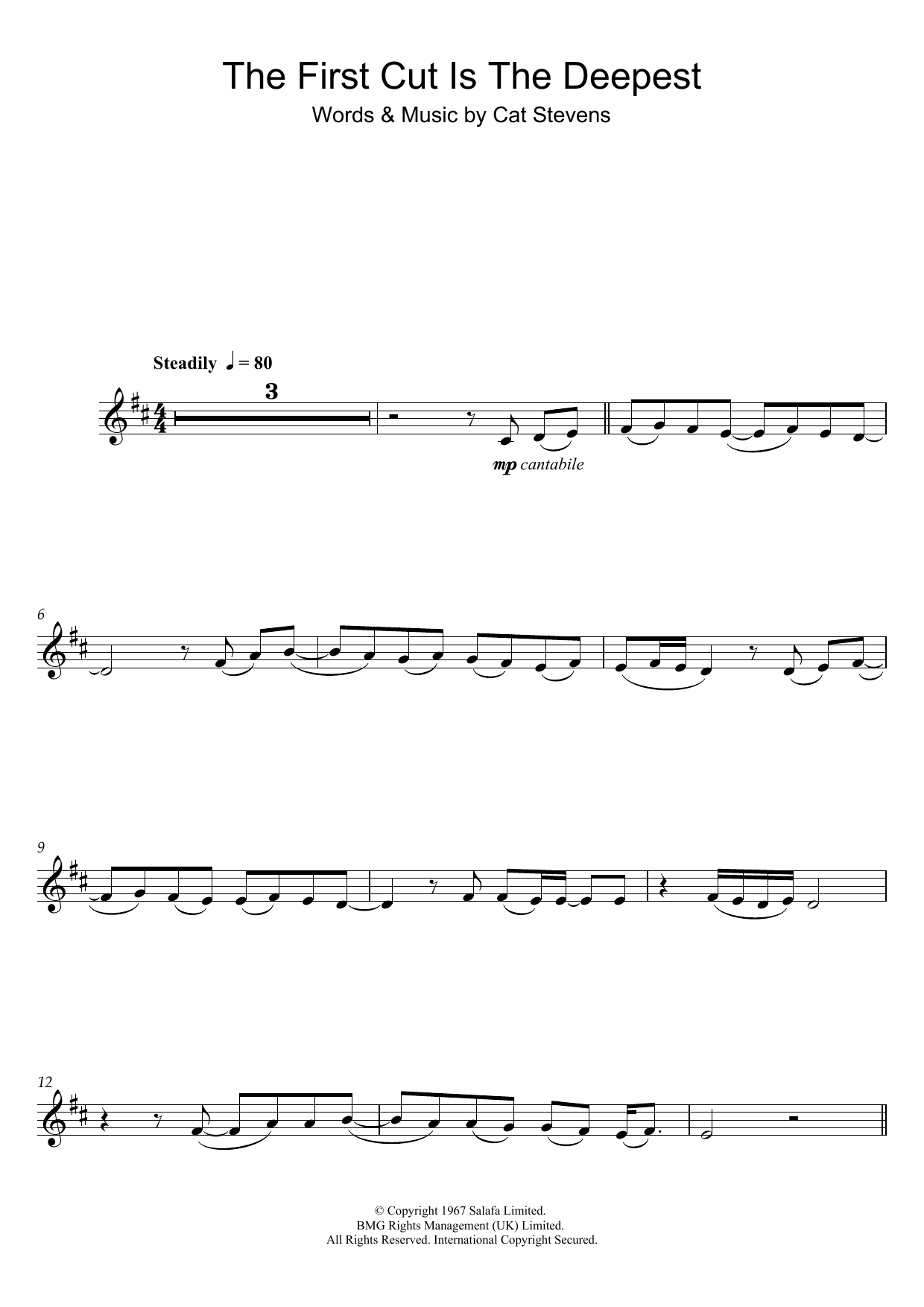 Cat Stevens The First Cut Is The Deepest sheet music notes and chords. Download Printable PDF.