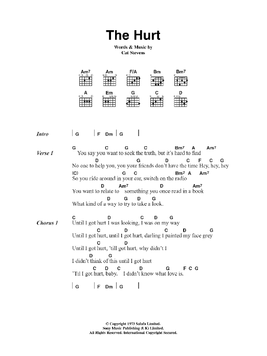 Cat Stevens The Hurt sheet music notes and chords. Download Printable PDF.