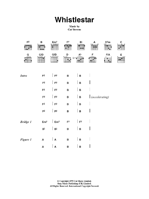 Cat Stevens Whistlestar sheet music notes and chords. Download Printable PDF.