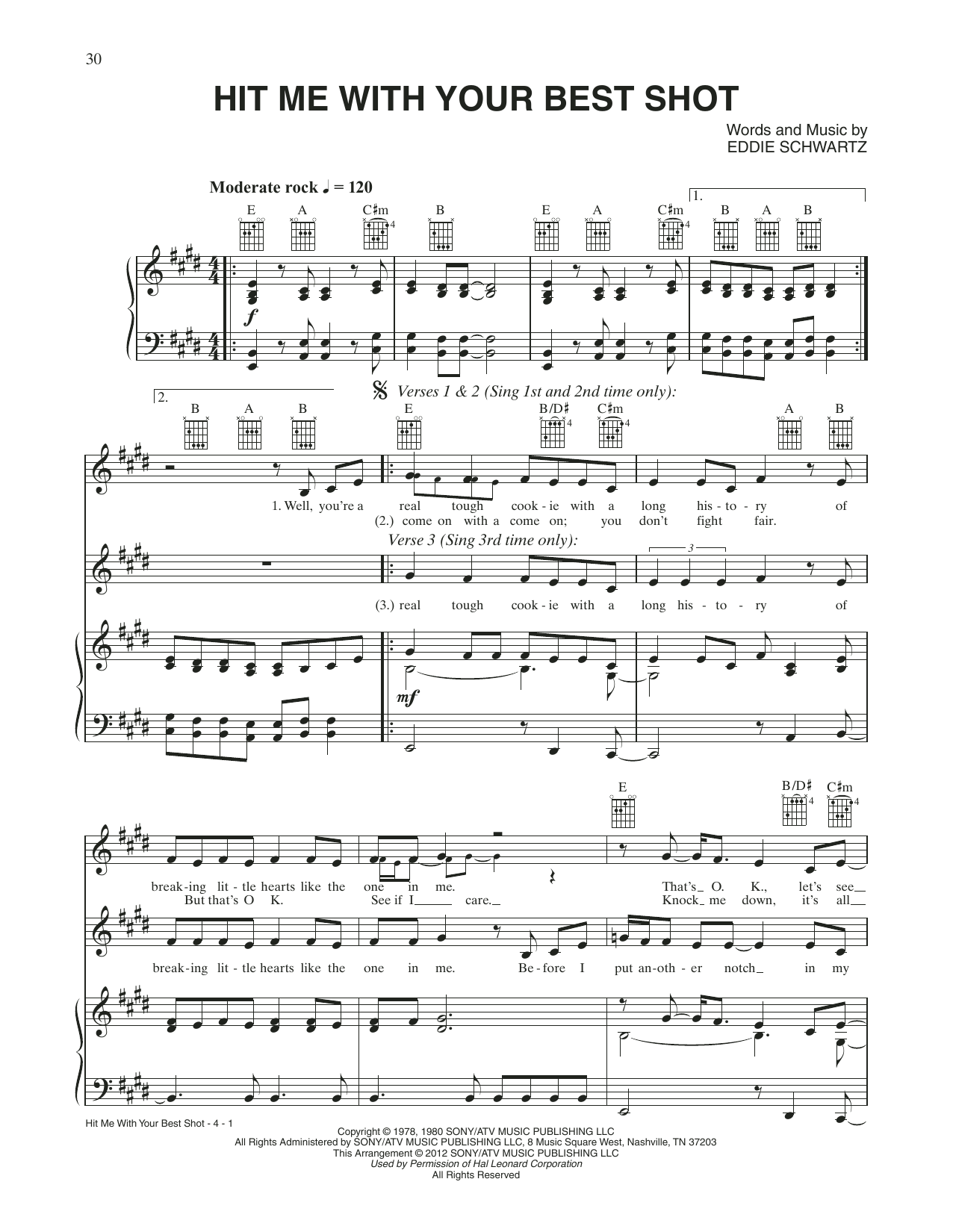 Catherine Zeta-Jones Hit Me With Your Best Shot (from Rock Of Ages) sheet music notes and chords. Download Printable PDF.