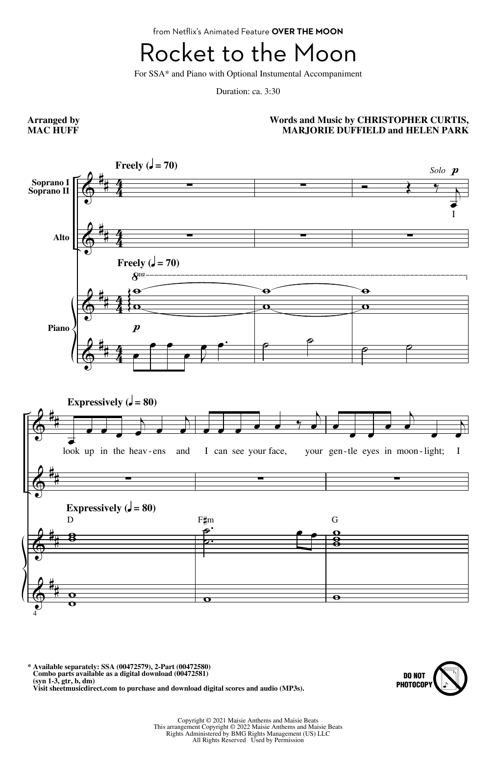 Cathy Ang Rocket To The Moon (from Over The Moon) (arr. Mac Huff) sheet music notes and chords. Download Printable PDF.