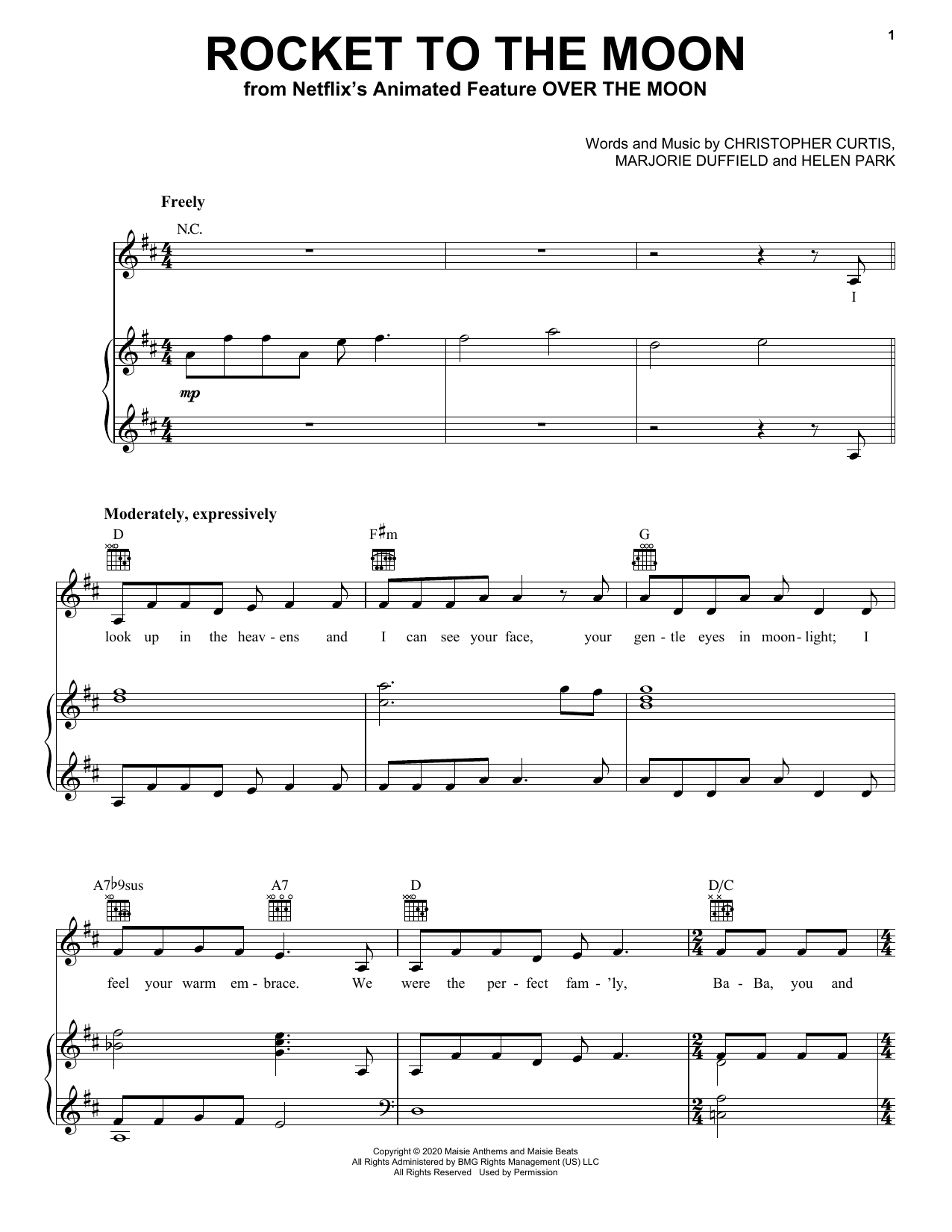 Cathy Ang Rocket To The Moon (from Over The Moon) sheet music notes and chords. Download Printable PDF.