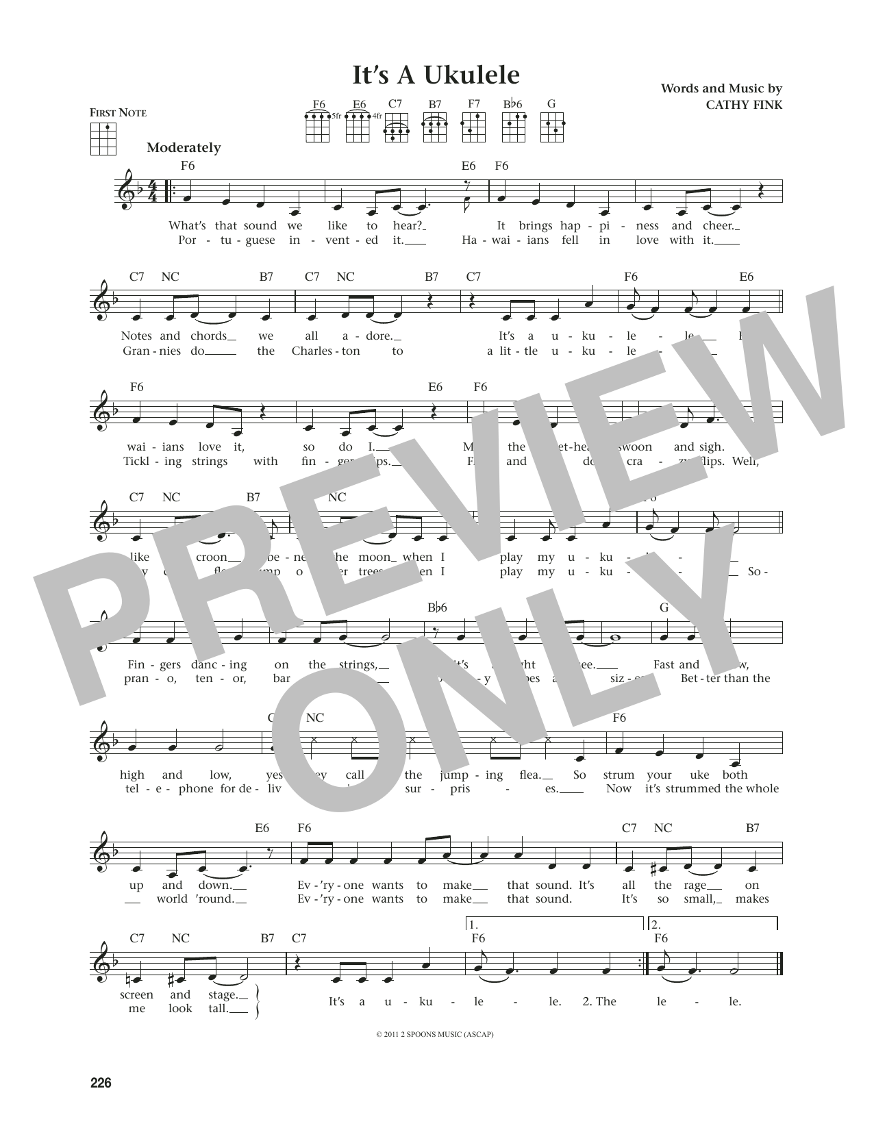 Cathy Fink It's A Ukulele (from The Daily Ukulele) (arr. Jim Beloff) sheet music notes and chords. Download Printable PDF.