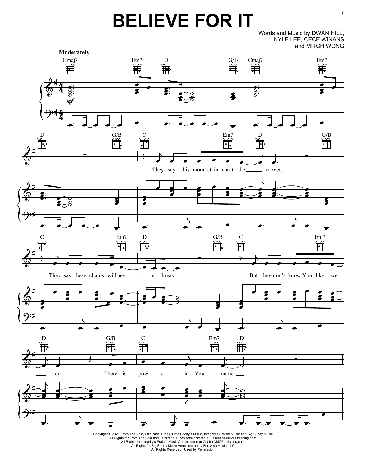 CeCe Winans Believe For It sheet music notes and chords. Download Printable PDF.