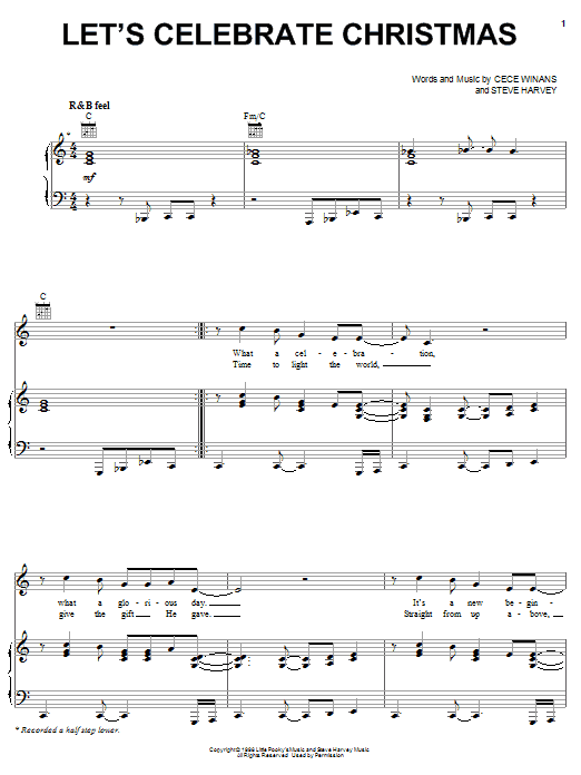 CeCe Winans Let's Celebrate Christmas sheet music notes and chords arranged for Piano, Vocal & Guitar Chords (Right-Hand Melody)