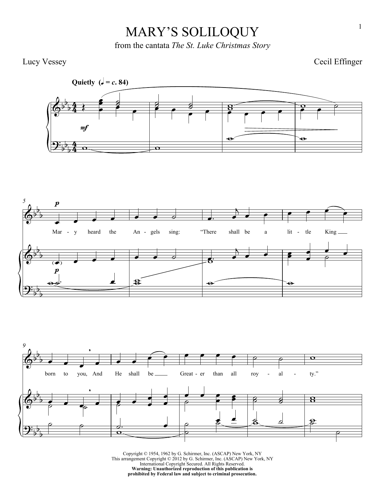 Cecil Effinger Mary's Soliloquy sheet music notes and chords. Download Printable PDF.