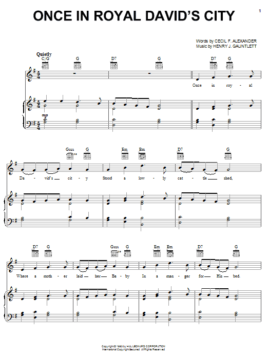 Christmas Carol Once In Royal David's City sheet music notes and chords. Download Printable PDF.