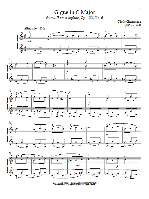 Gail Smith Gigue In C Major sheet music notes and chords arranged for Piano Solo