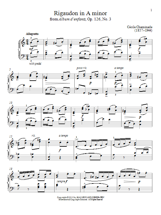 Gail Smith Rigaudon In A Minor sheet music notes and chords arranged for Piano Solo