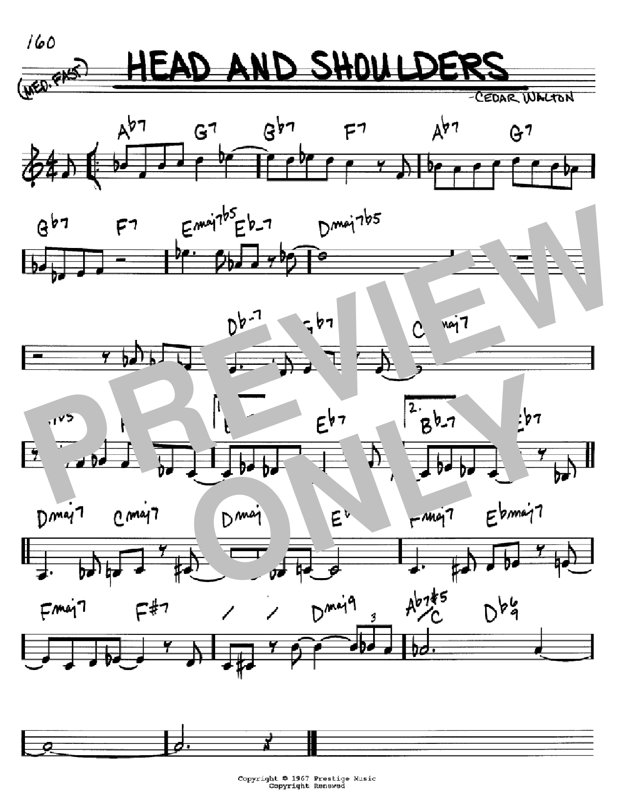 Learn to play Cedar Walton Head And Shoulders sheet music for Real Book – Melody & Chords – C Instruments in minutes. Price: 5.9900$ Cedar Walton Head And Shoulders sheet music notes and chords arranged for Real Book – Melody & Chords – C Instruments
