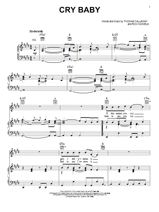 Learn to play Cee Lo Green Cry Baby sheet music for Piano, Vocal & Guitar Chords (Right-Hand Melody) in minutes. Price: 7.8900$ Cee Lo Green Cry Baby sheet music notes and chords arranged for Piano, Vocal & Guitar Chords (Right-Hand Melody)