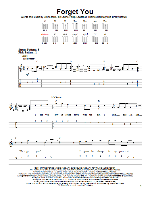 Cee Lo Green F**k You (Forget You) sheet music notes and chords. Download Printable PDF.