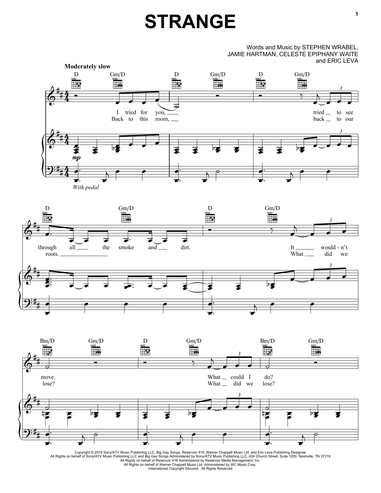 Celeste Strange sheet music notes and chords. Download Printable PDF.