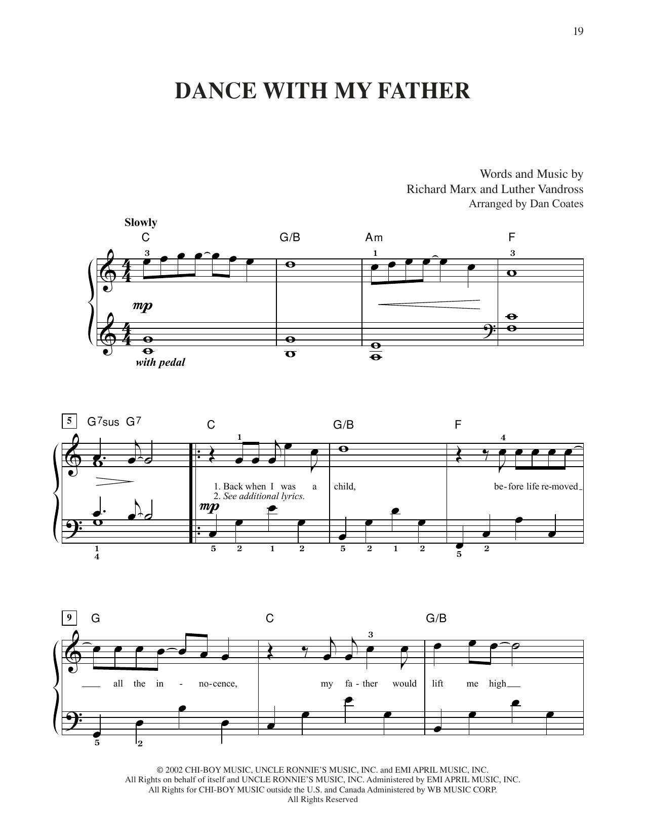 Celine Dion Dance With My Father sheet music notes and chords. Download Printable PDF.