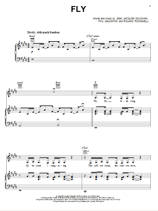 Celine Dion Fly sheet music notes and chords. Download Printable PDF.