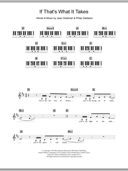 Celine Dion If That's What It Takes sheet music notes and chords. Download Printable PDF.