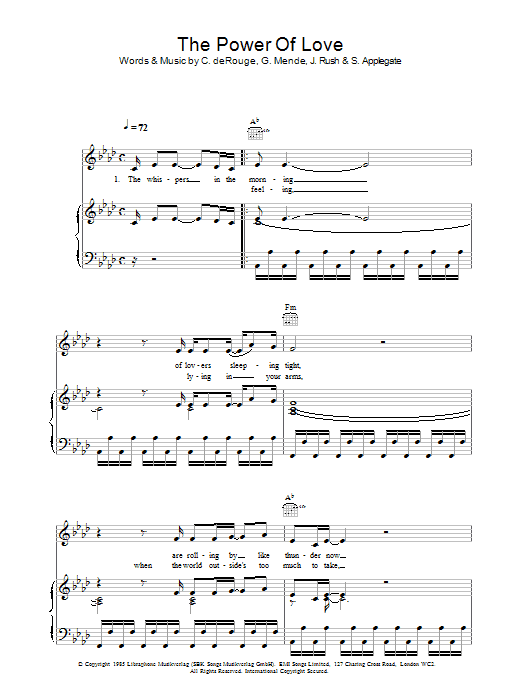 Celine Dion The Power Of Love sheet music notes and chords. Download Printable PDF.