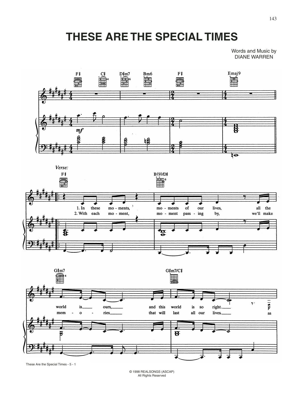 CÉLINE DION These Are Special Times sheet music notes and chords. Download Printable PDF.