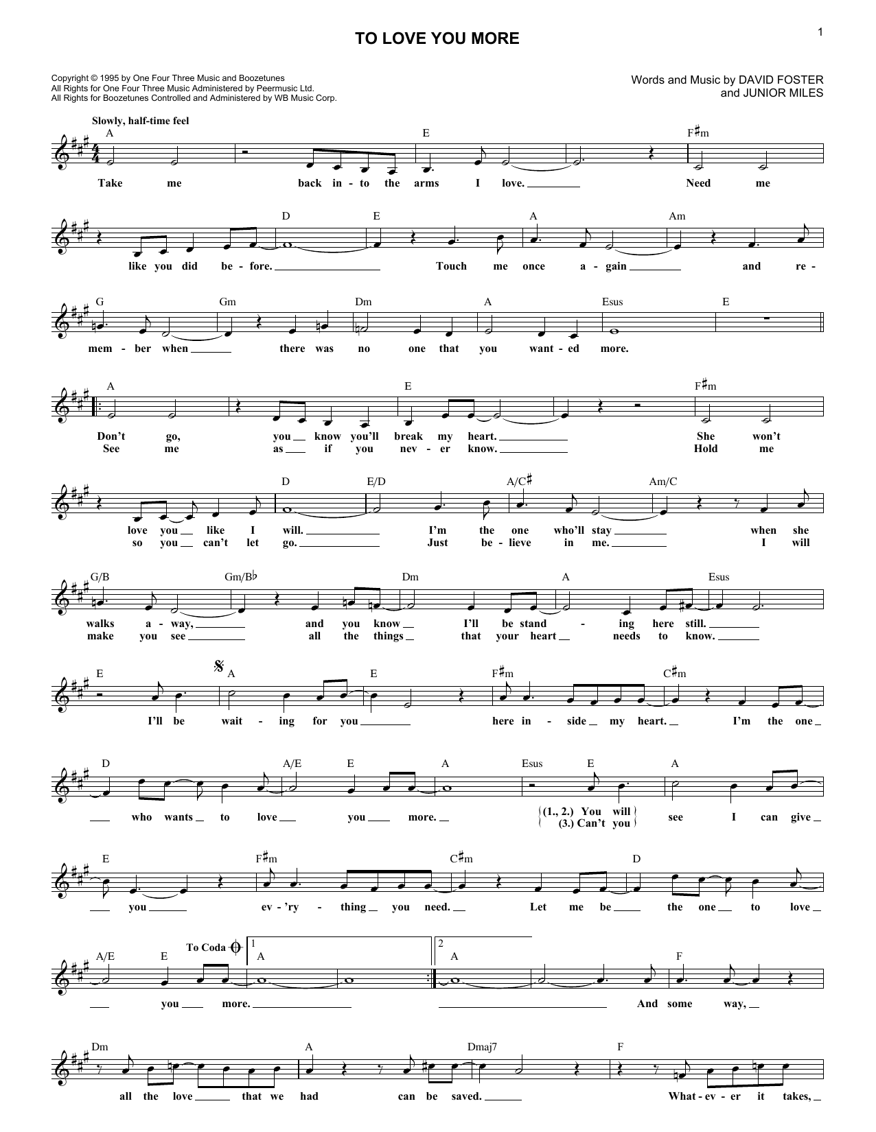 Celine Dion To Love You More sheet music notes and chords. Download Printable PDF.