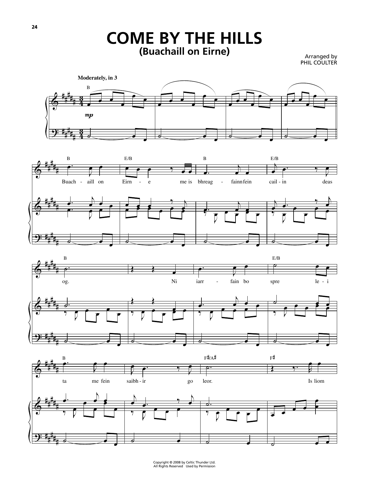 Celtic Thunder Come By The Hills (Buachaill On Eirne) sheet music notes and chords. Download Printable PDF.