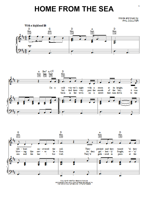 Celtic Thunder Home From The Sea sheet music notes and chords. Download Printable PDF.