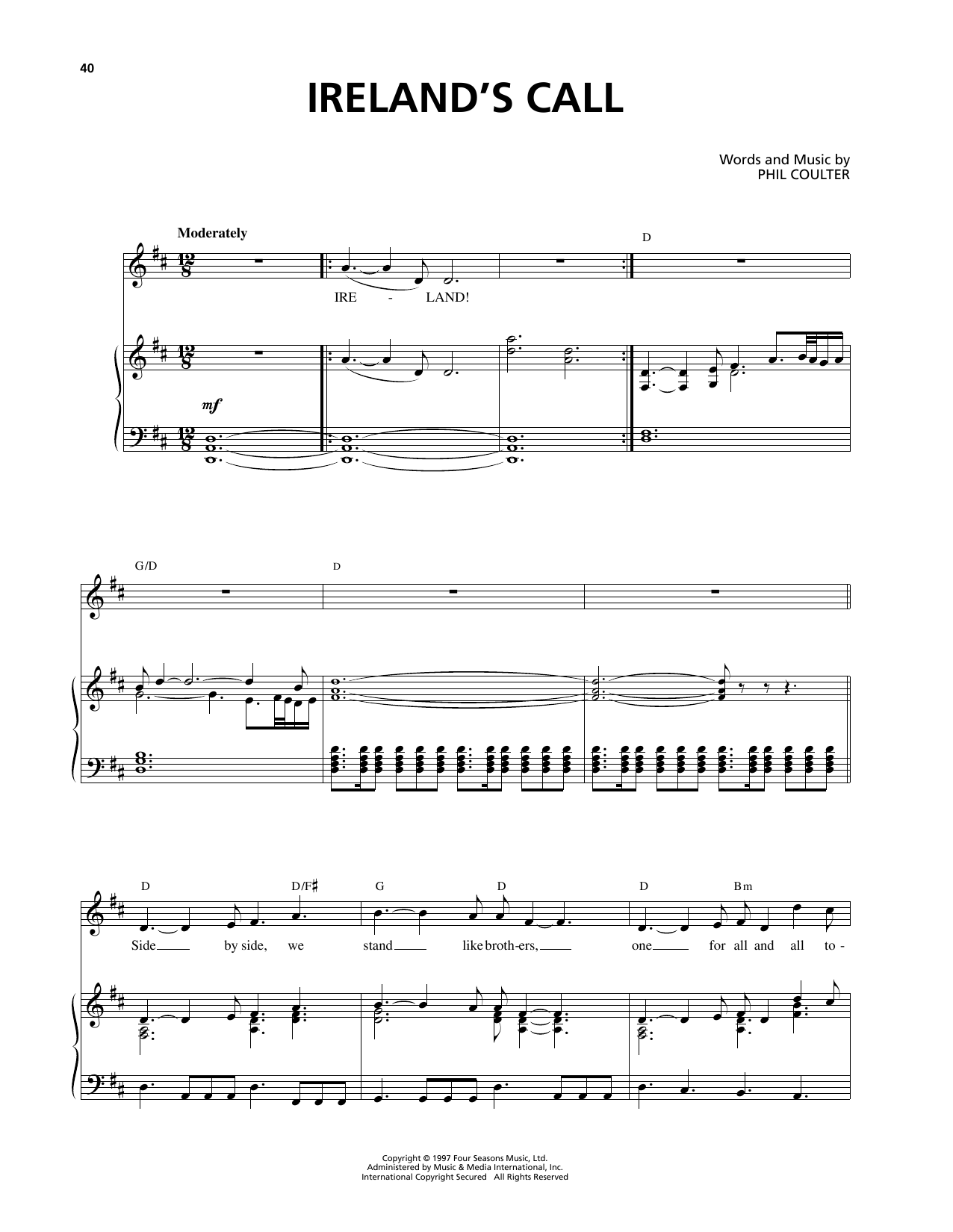 Celtic Thunder Ireland's Call sheet music notes and chords. Download Printable PDF.