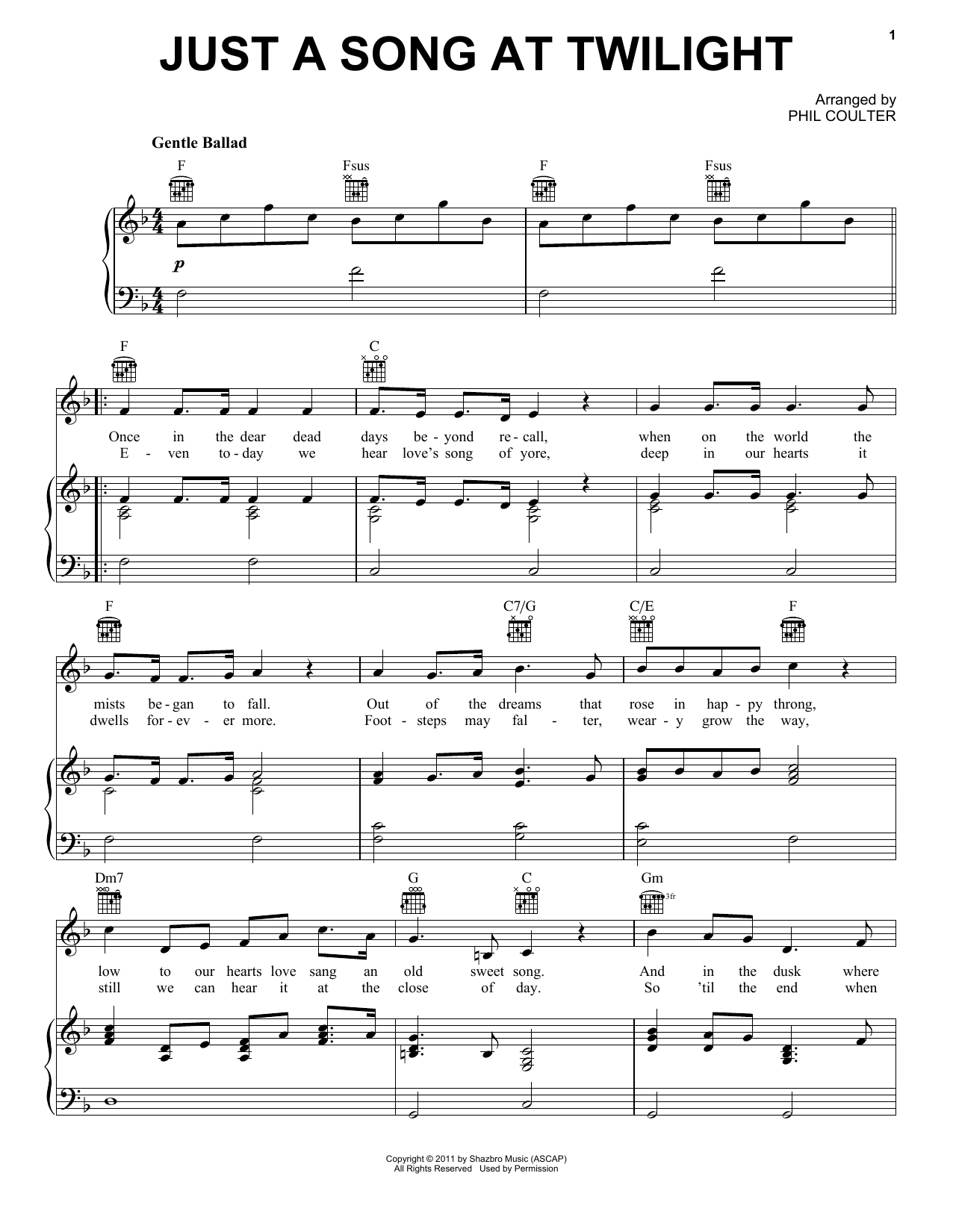 Celtic Thunder Just A Song At Twilight sheet music notes and chords. Download Printable PDF.