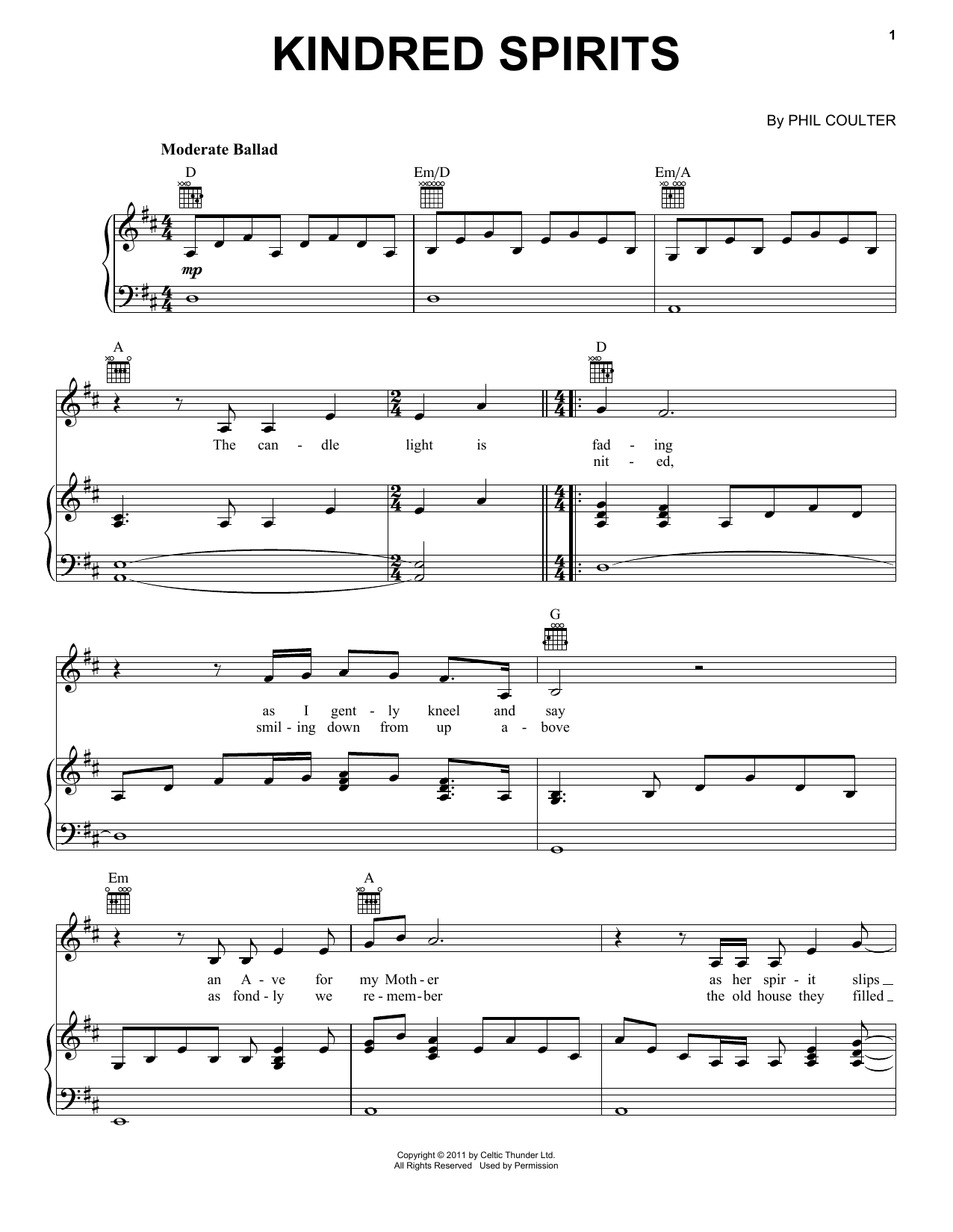 Celtic Thunder Kindred Spirits sheet music notes and chords. Download Printable PDF.