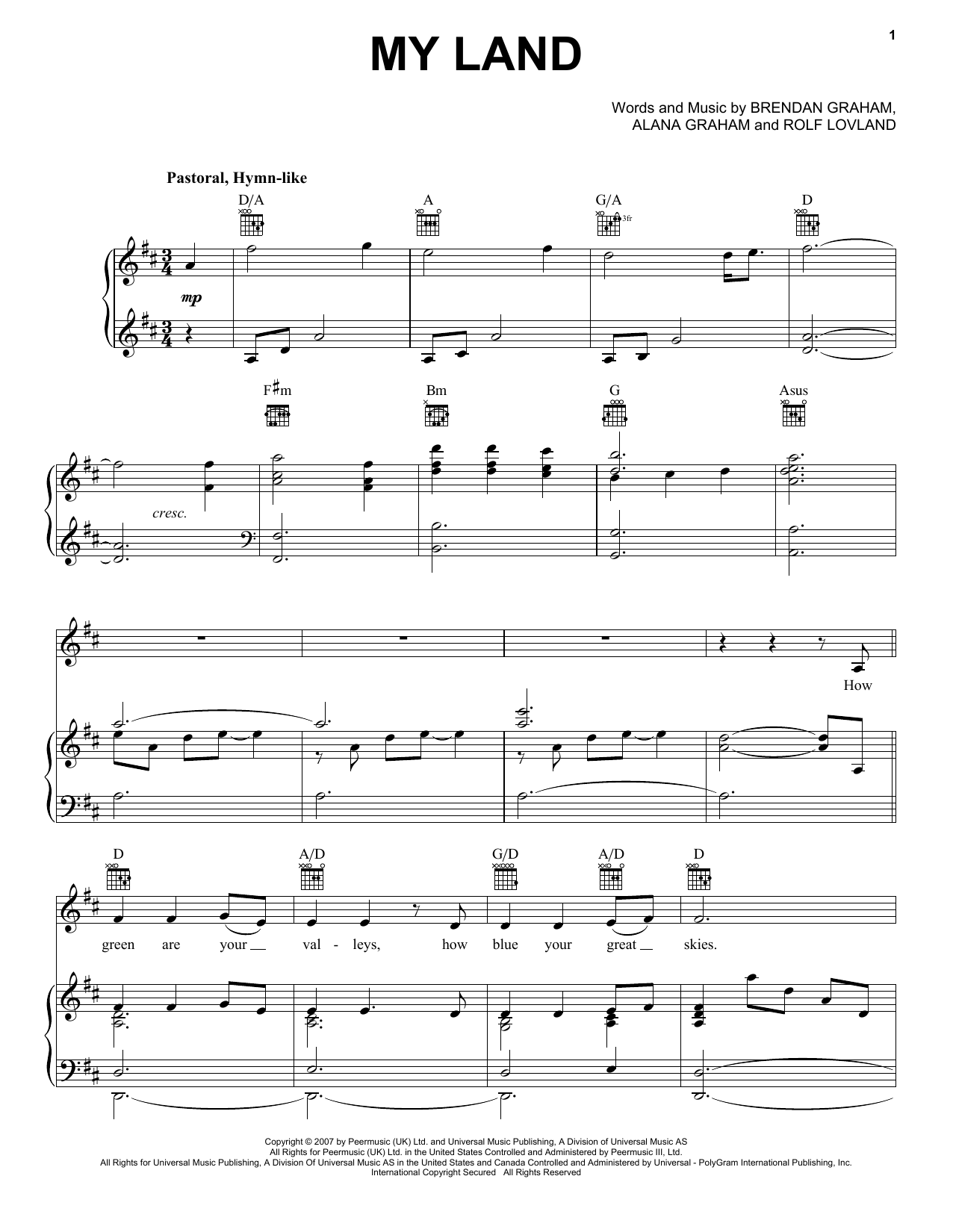 Celtic Thunder My Land sheet music notes and chords. Download Printable PDF.