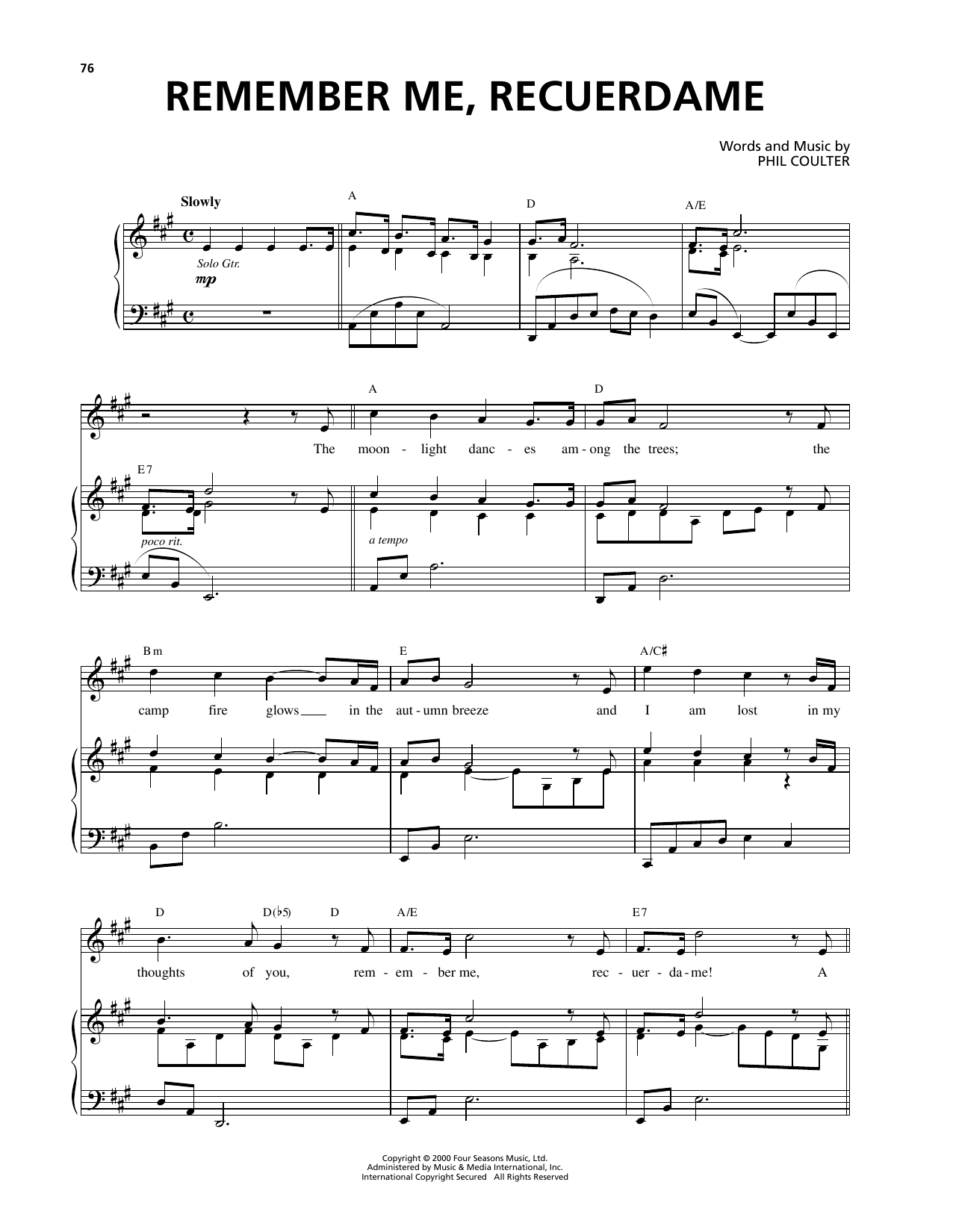 Celtic Thunder Remember Me, Recuerdame sheet music notes and chords. Download Printable PDF.